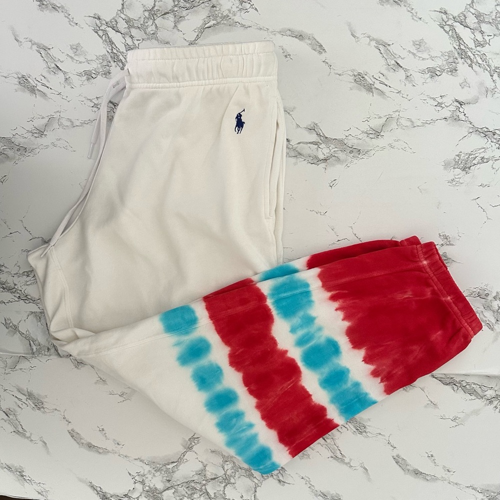 Women’s Polo Ralph Lauren Fleece Tie Dye Jogger Pants Regatta CP93 Size Large